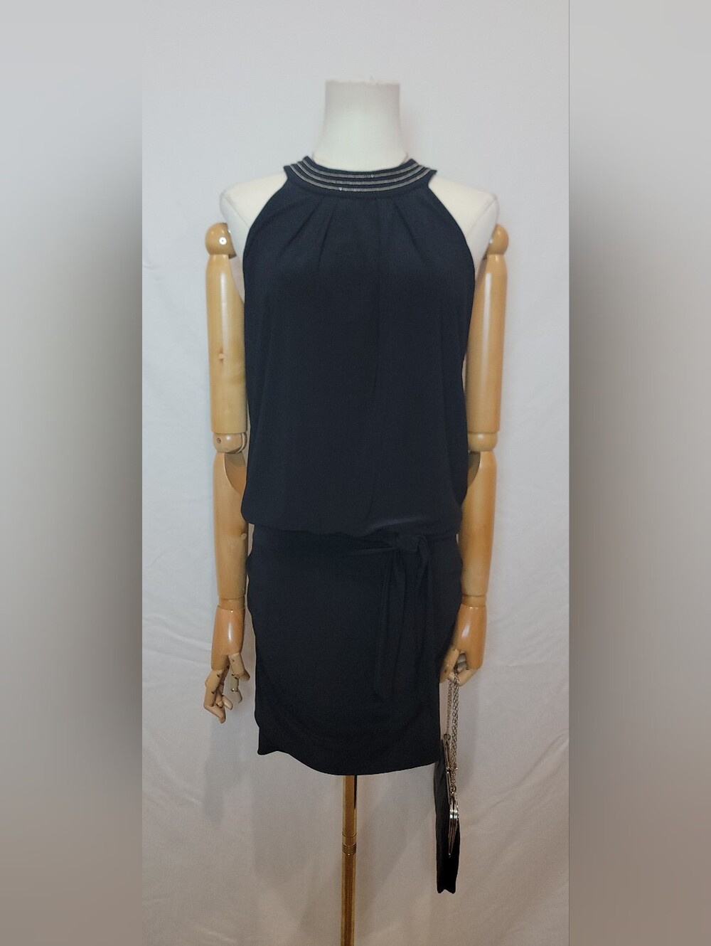 White House Black Market "Datey MJ" Halter Blouson Mini Dress, Size Medium